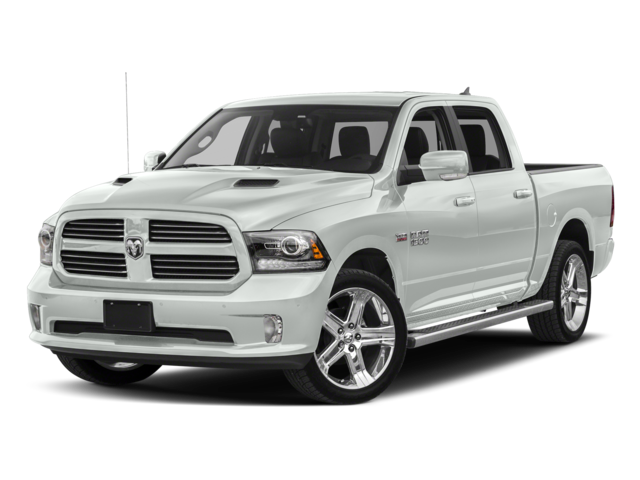 2017 RAM 1500 Night in Bright White Clearcoat — front three-quarter view
