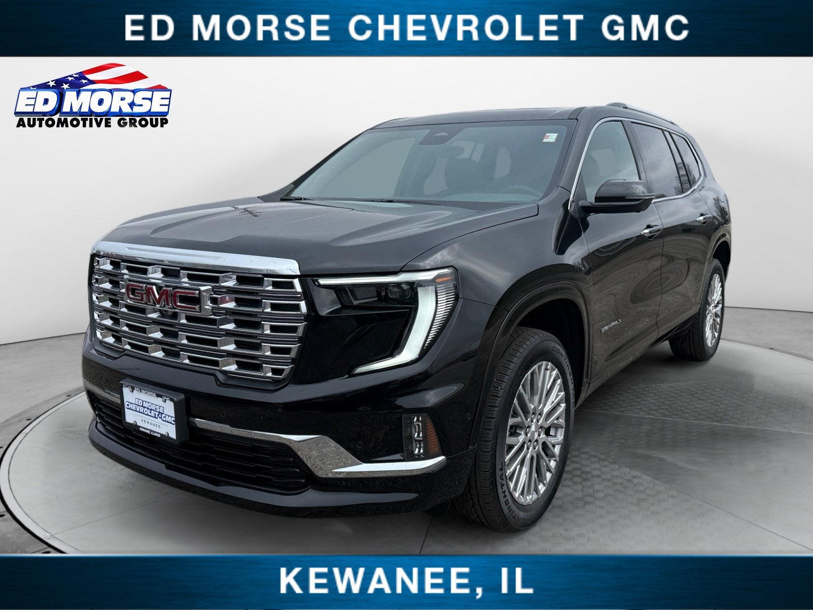 2026 GMC Acadia Denali in Ebony Twilight Metallic — front three-quarter view