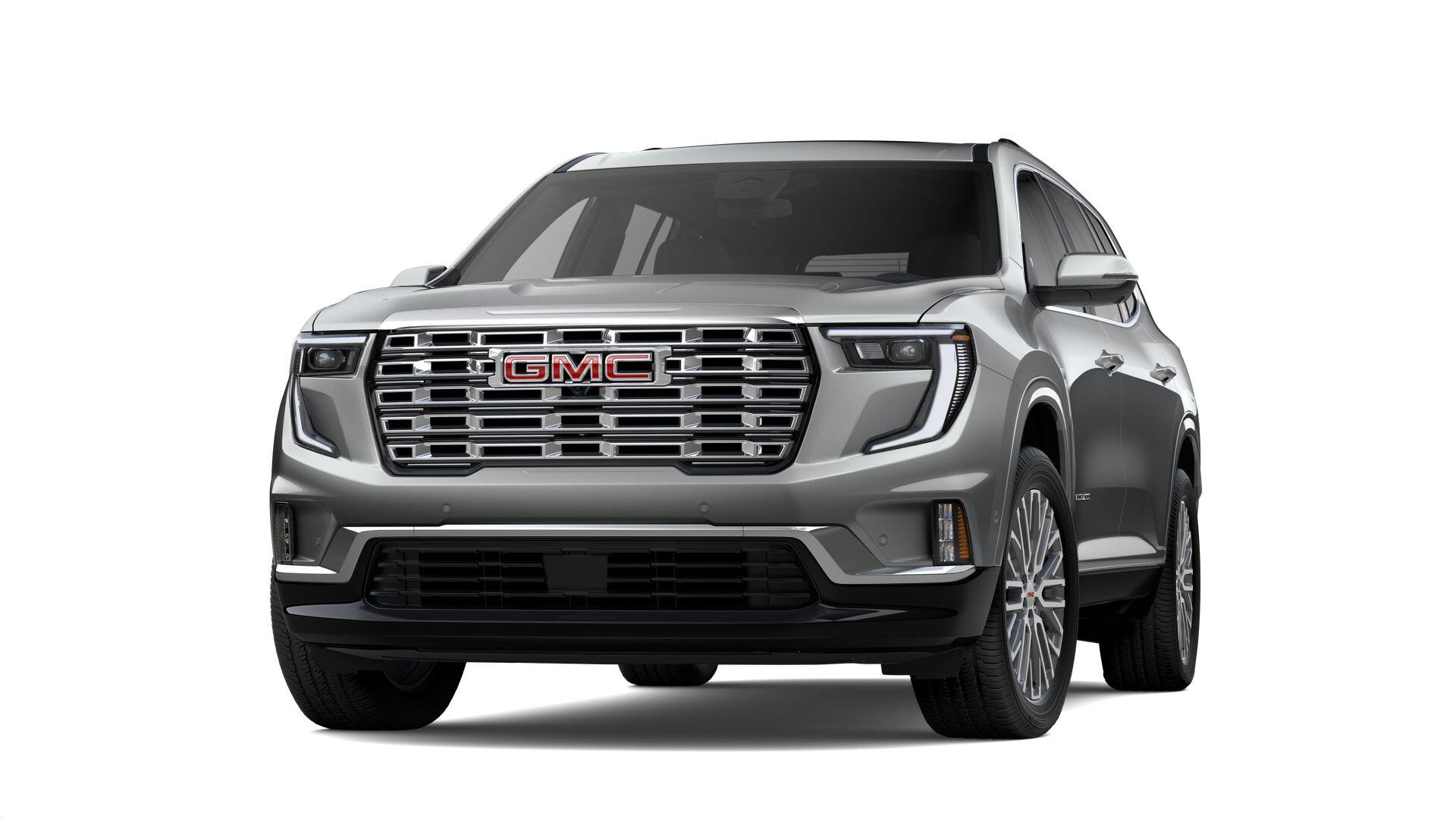 2026 GMC Acadia Denali in Sterling Metallic — front three-quarter view