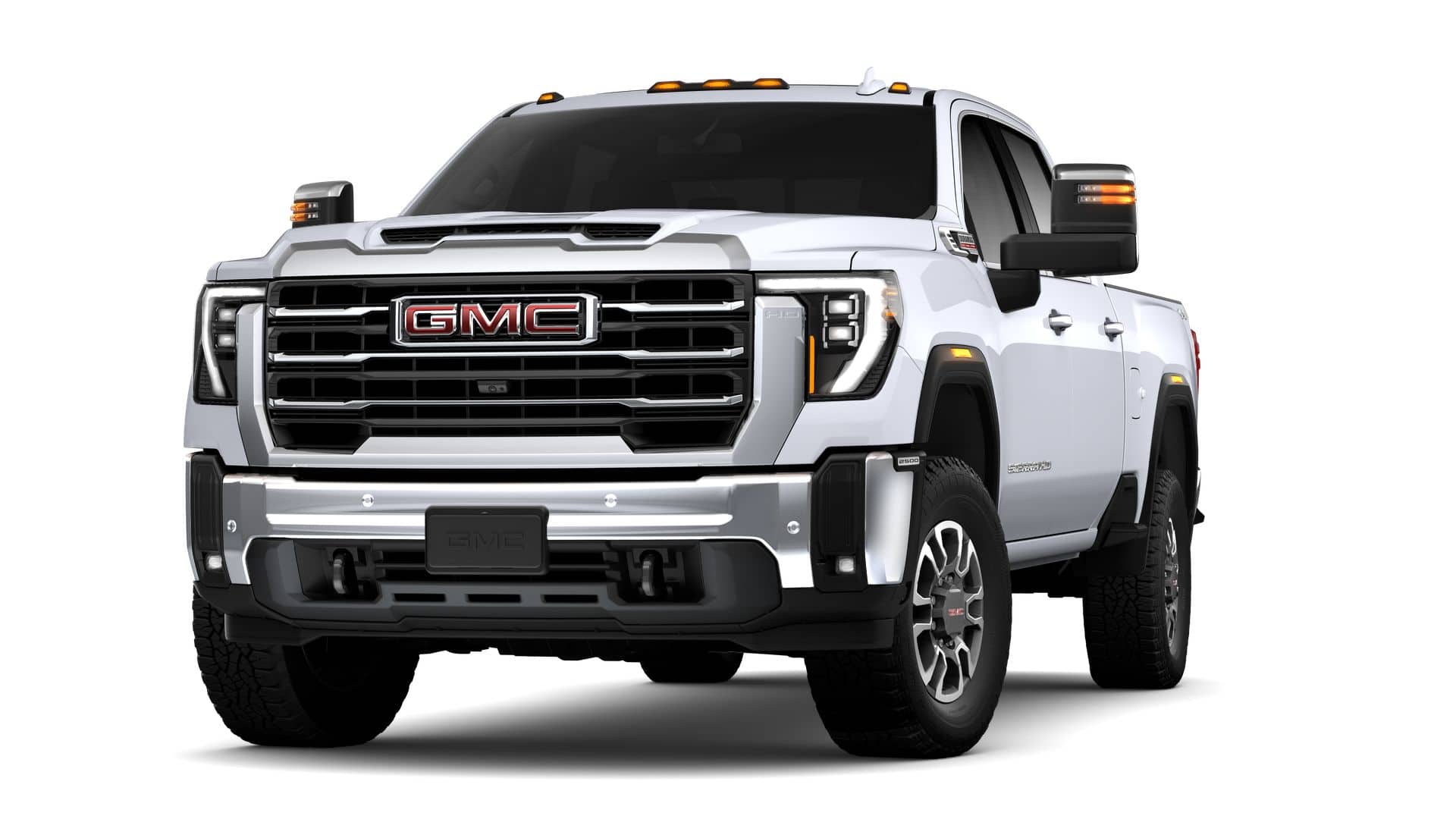 2026 GMC Sierra 2500 HD SLT in Glacier White Tricoat — front three-quarter view