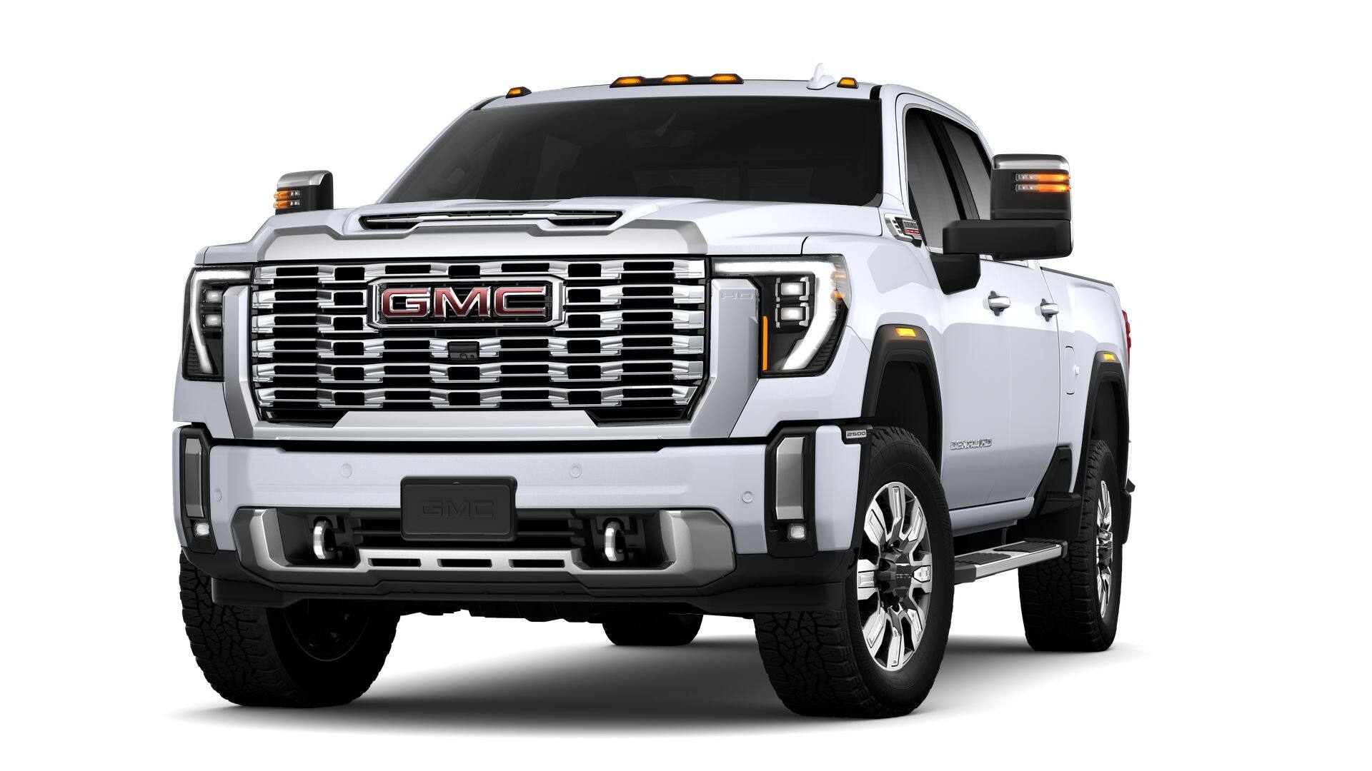 2026 GMC Sierra 2500 HD Denali in Glacier White Tricoat — front three-quarter view