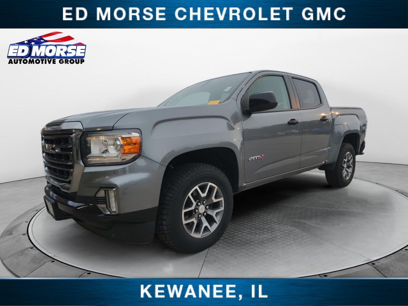 2021 GMC Canyon 4WD AT4 w/Cloth in Satin Steel Metallic — front three-quarter view