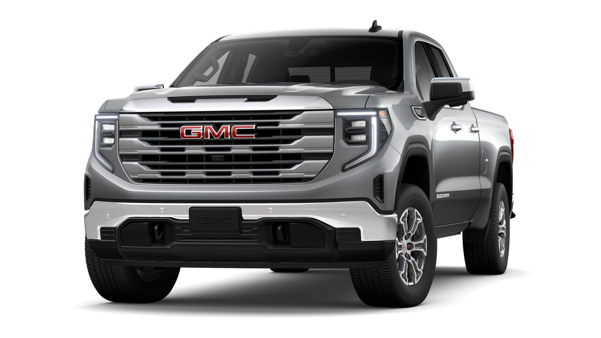 2026 GMC Sierra 1500 SLE in Sterling Metallic — front three-quarter view