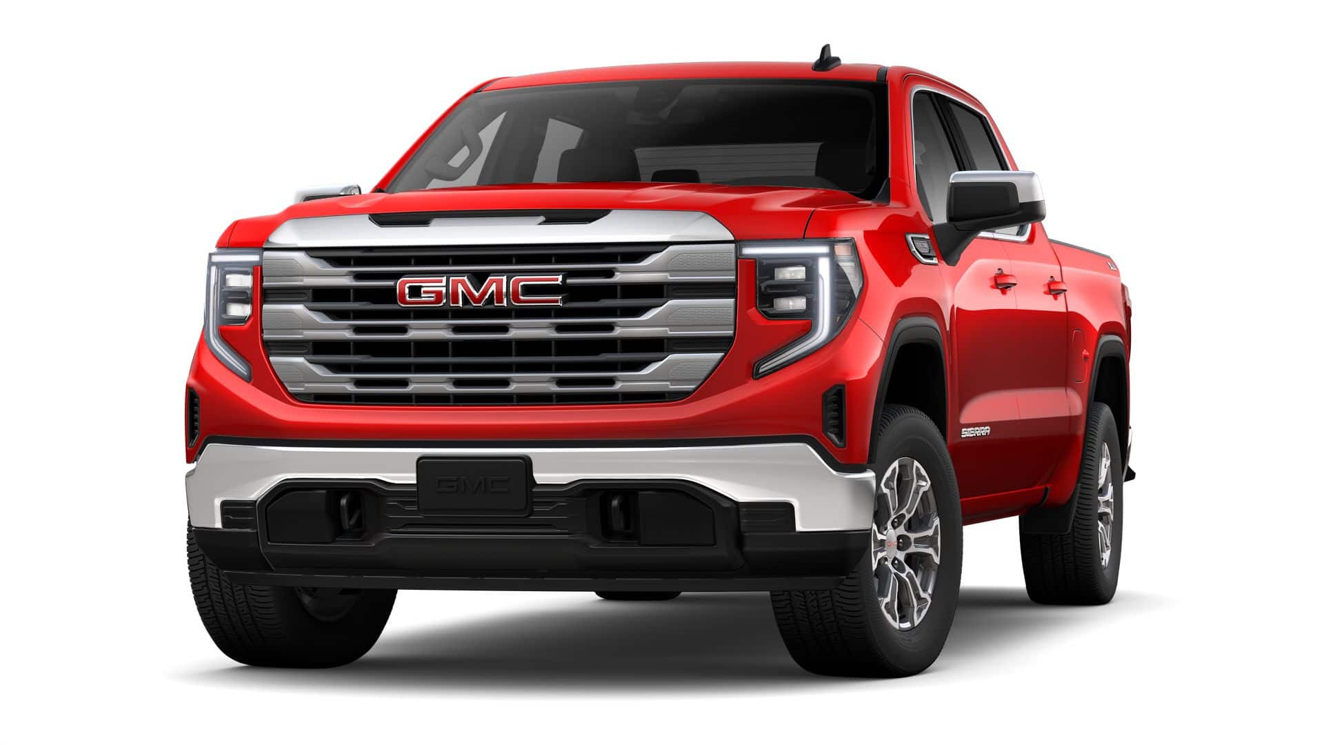 2026 GMC Sierra 1500 SLE in Cardinal Red — front three-quarter view
