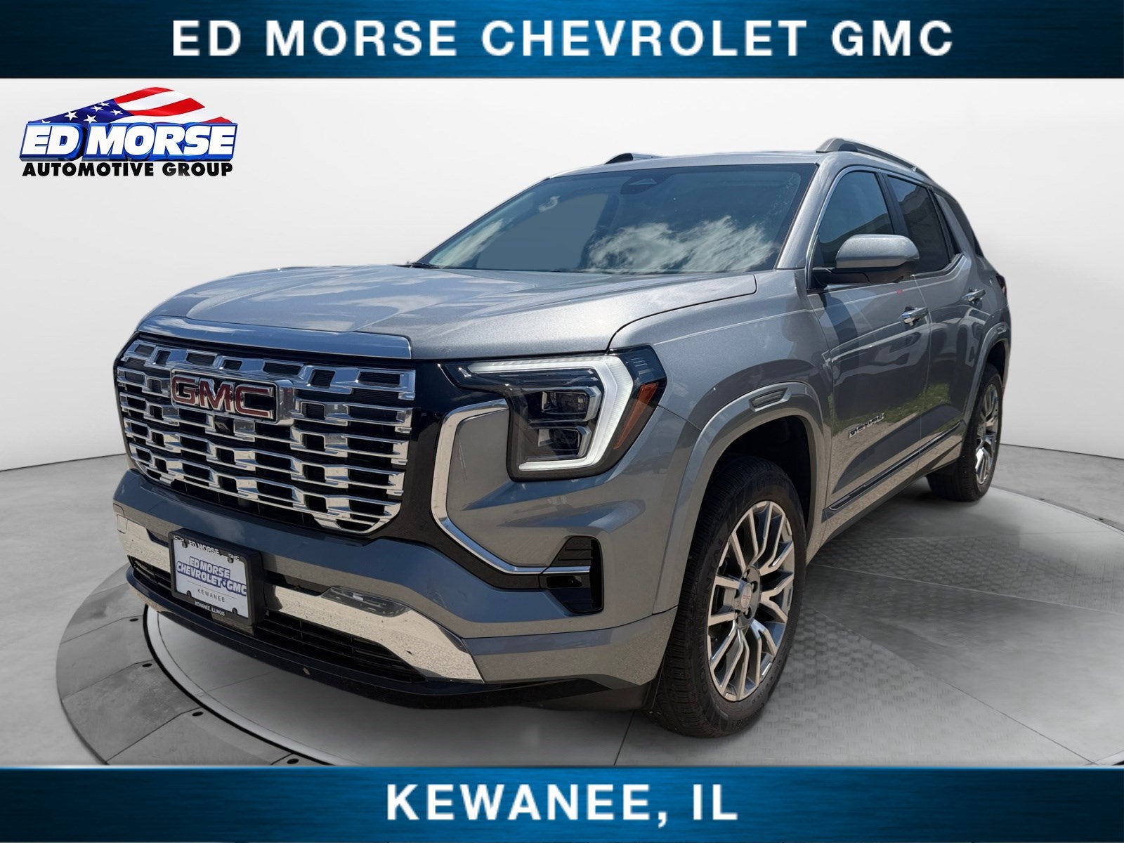 2026 GMC Terrain Denali in Sterling Metallic — front three-quarter view
