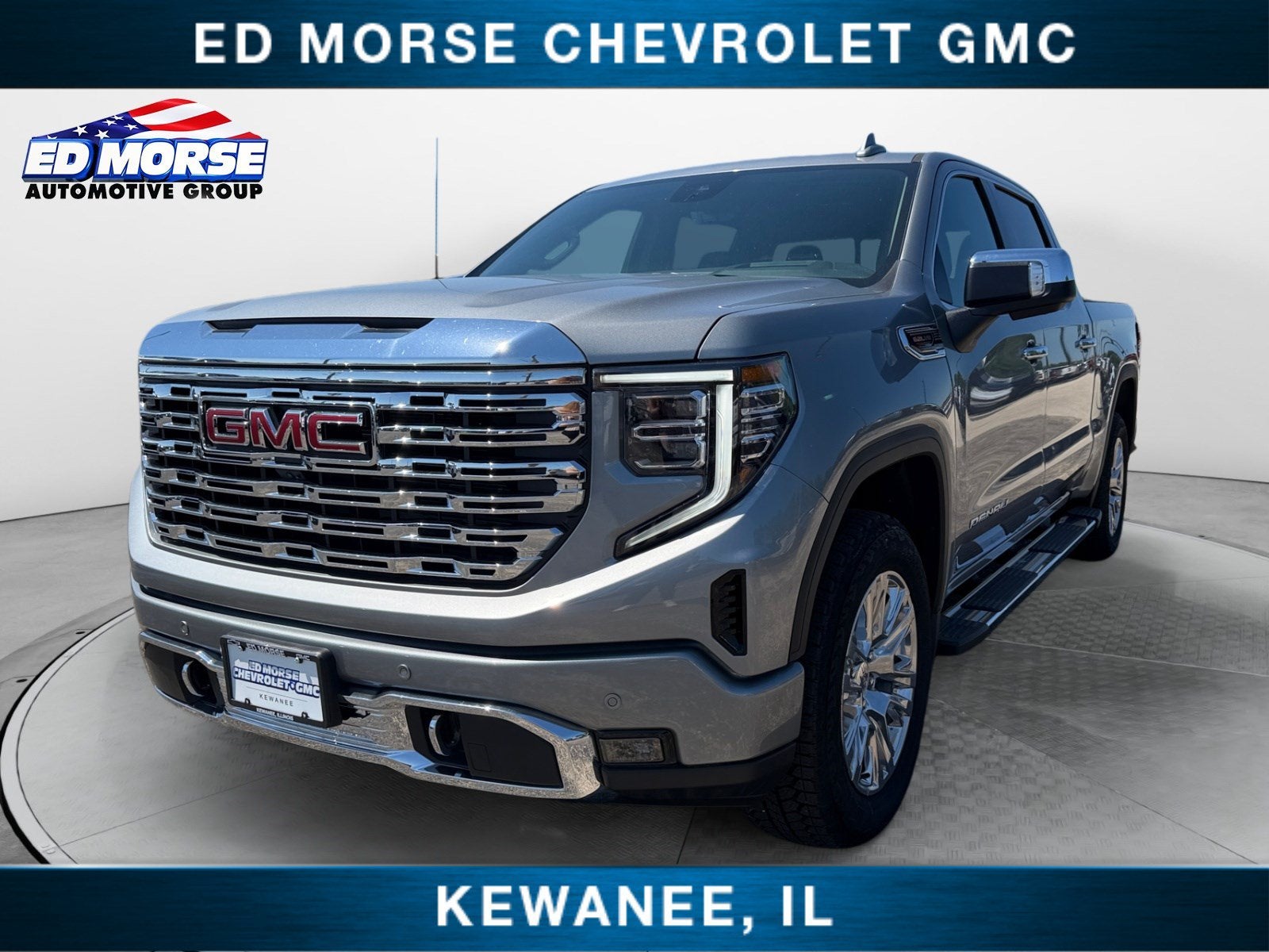 2026 GMC Sierra 1500 Denali in Sterling Metallic — front three-quarter view